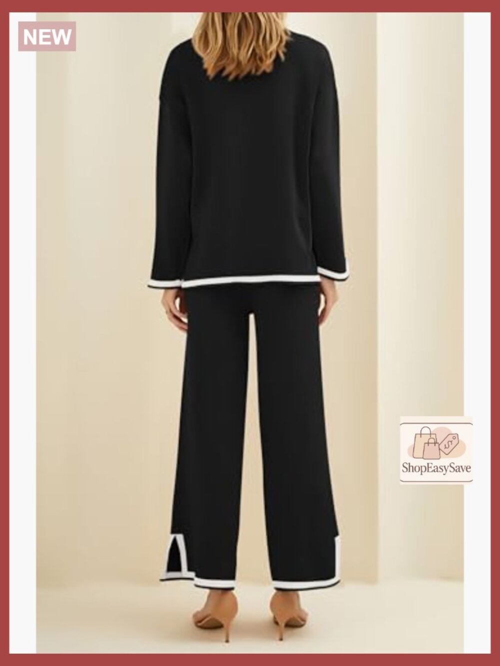 Two Piece Knit Sweater Set Wide Leg Pants Tracksuit Fall Winter - Picture 2 of 7